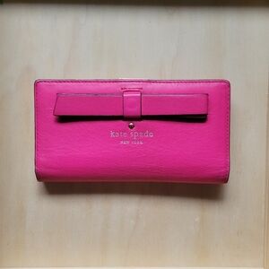 Kate Spade ahot Pink & White Ivory Medium Long Wallet